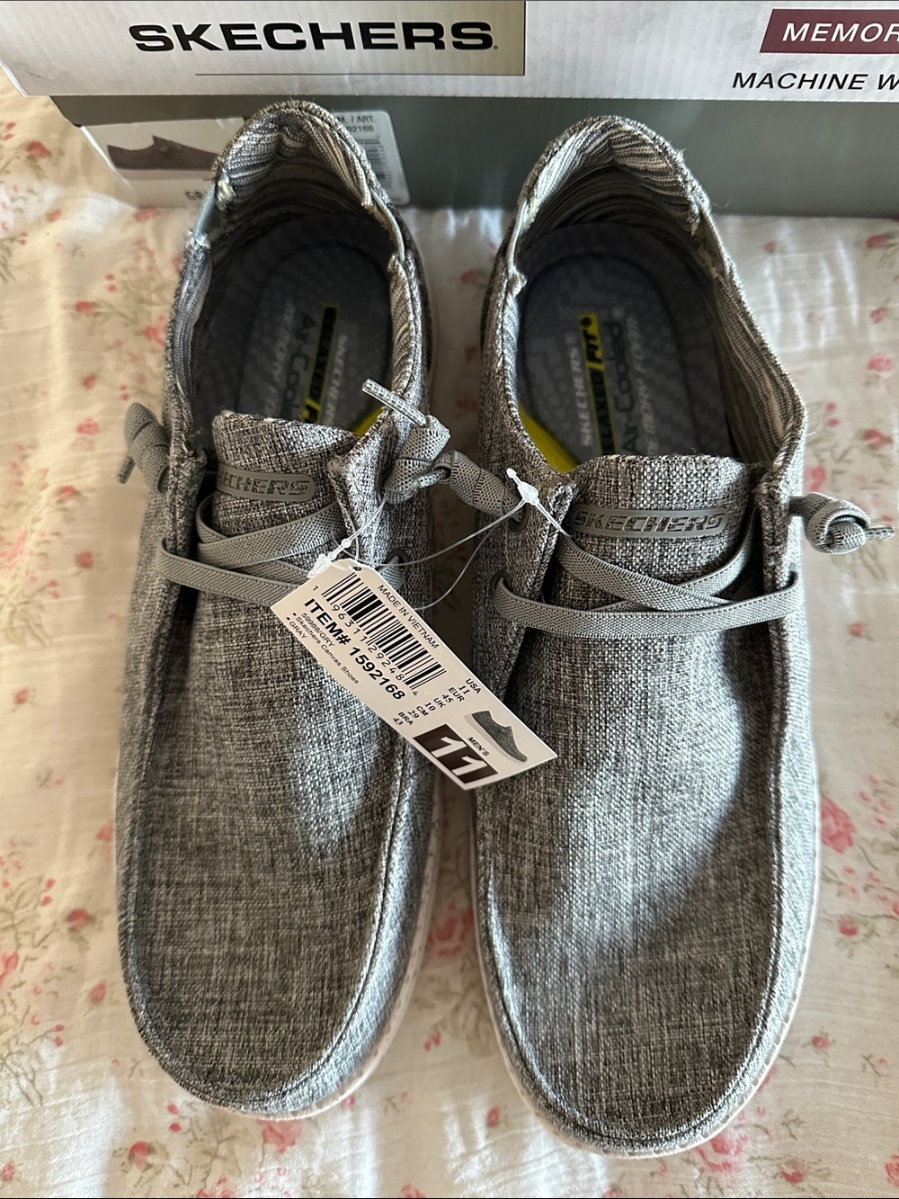 Skechers Men’s Gray Fabric Slip-On Loafers